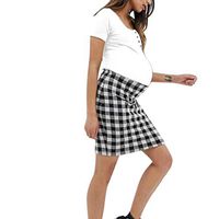 Women's Pregnanty Dress - Maternity Short Sleeve Splicing Lattice Comfortable O-Neck Dress White