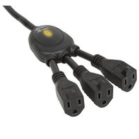 Accell PowerSquid-Jr Flexible Power Strip - 3 Outlets, 3-Foot Cord, ETL Listed - Black Grounded Extension Cord Outlet Multiplier