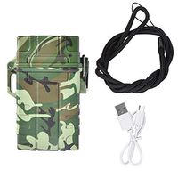 20 Pack Built-in Flame Less Lighter Cigarette Storage Case Windproof Rechargeable Flameless Electric Lighter for Fire Outdoors Adventure Camping Hiking(1#)