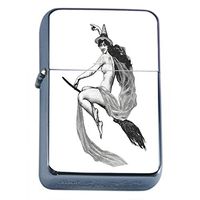 Vintage Witchcraft Witch Flip Top Oil Lighter S9 Smoking Cigarette Smoker Includes Silver Case