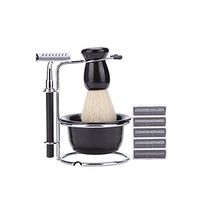 Shaving Brush Set,FTXJ Shaving Brush Set Stainless Steel Shaving Stand and Soap Cup Kit Perfect for Men (white)
