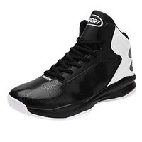 Men's Outdoor Shock Absorption Non-Slip Wear Resistant Basketball Sneakers Boy Wild Comfortable High Help Breathable Sports Shoes (Black, 9.5-10-Men-US)
