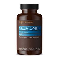 Amazon Elements Melatonin 5mg, Vegan, Helps with occasional sleeplessness, 195 Capsules, 6 month supply (Packaging may vary)