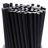 100 Paper Straws, Biodegradable fun straws, Striped Paper Straws, Bulk Set of Biodegradable Straws, Perfect For Birthdays, Weddings, Bachelorette Parties, and much more! (Solid Black)