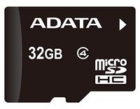 ADATA AUSDH32GCL4-RA1 MicroSDHC 32GB Class 4 + SD Adapter, Black