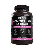Natural Pomegranate Extract, 365 Capsules, 3 Month Supply, No Magnesium or Rice Filler, 40% Ellagic Acid, Antioxidant-Rich, Made in USA, Gluten-Free, Pure Pomegranate Extract with No Additives
