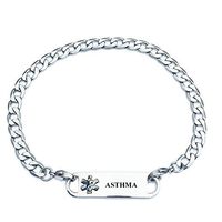 Pre-Engraved Curb Link"Asthma" Medical ID Bracelets for Women.