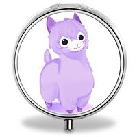 Alpaca Pill Case, Round Stainless Drug Organizer Container Medicine Cover for Pocket Daily&Weekly