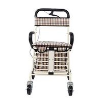 Rollators & Walkers Rolling Walkers Elderly Walker Foldable Trolley Six-Wheel with Basket Shopping Cart Can Sit Light Scooter (Color : White, Size : 60x43x85cm)
