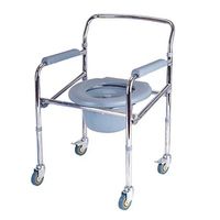 XWZJY Lightweight Potty Chair Elderly Folding Bedside Commode Handicap Toilet Seat with Wheels Bucket/Lid Safety Steel Frame Walking Aid for Adults