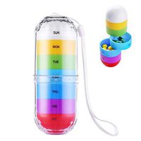 Bidiri Weekly Pill Box - Portable Water-Proof Pill Organizer Case to Hold Vitamins, Fish Oil, Supplements and Medication, BPA Free (Water-Proof)