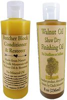 Chalk Mountain Brushes 8oz Walnut Oil Finisher and 8oz Butcher Block Oil Conditioner. Food Safe Great for Any Wooden Surface