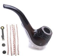 ShowJade Bend Neck Tobacco Pipe Handmade from Ebony with Stand and Free Cleaning Tools