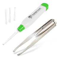 Eutuxia Tweezers and Ear Pick Bundle with Built-in LED Light. Illuminate Dark Areas with Bright Lighting for Better Accuracy and Precision. Clean, Trim, Pluck, and Remove. Batteries Included.