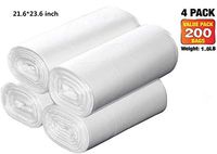 Clear White Kitchen Trash Bags,30 Liter / 8 Gallon, 200-Counts /4rolls 21.6'' x 23.6'' Kitchen Trash Bags Home Office Grabage Can