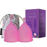 RZJZGZ Menstrual Cup Reusable Period Cup Set of 2 with Free Bags Tampon and Pad Alternative Small and Large Size for Regular Flow and Heavy Flow (Pink)