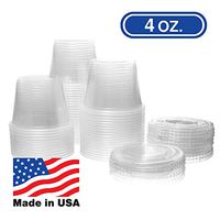 4 OZ Dart Clear Plastic Disposable Portion Cups, Jello Shot, Condiment, Sauce, Sample, Medicine, BPA Free, Made in USA (100 Cups - No Lids)