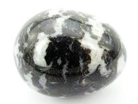 jennysun2010 2 pcs Natural Black & White Zebra Gemstone Egg Crystal Healing Sphere Massage Finger Exercise 35x40mm