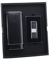 Visol "Naturale" and "Track" Cigar Case and Lighter Gift Set