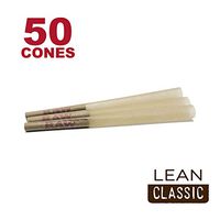 RAW 50 Classic Lean Hemp Cones - W Gallery Box - 109mm Pre Rolled Cones, 40mm Filter Tips, Pure Natural Brown Unbleached Unrefined Rolling Papers, Bulk Pack Bundle, Compare Elements 110mm