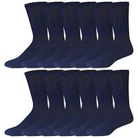 12 Pairs of Lady Diabetic Neuropathy Crew Socks, Navy, (Size 9-11, Shoe Size 5-10)