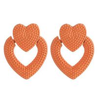 Hemlock Heart Love Earring Women Girls Big Ear Studs Valentine's Day Earrings Gifts for Female (Orange)