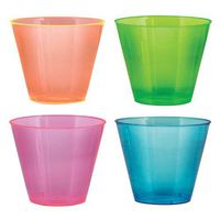 Party Essentials Hard Plastic 9-Ounce Party Cups/Old Fashioned Tumblers, 150-Count, Assorted Neon