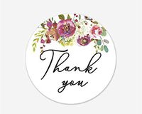 Thank You Stickers, Floral Wedding and Bridal Shower Event Favor Labels (#379-026)