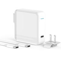 Travel USB C Charger for MacBook Pro, MacBook Air, iPad Pro 12.9, 11, 61W Thunderbolt 3 Port USB C Power Adapter, Replaceable USA/UK/EU Plug Adapter, 6.6ft USB C-C Cable, Worldwide International USB C