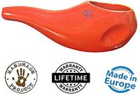 Sattvic Path Best Rated Ceramic Neti Pot - Ergonomic Design and Hand-Made, Dusk Red