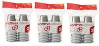 Goodtimes 2oz Mini Party Cups (3 packs of 20 cups) Perfect size for liquor shots, Jello shots, Halloween Parties, serving condiments and kids love them too! (Silver)