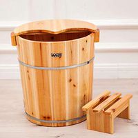 40CM high Fragrant fir Barrel tub Foot Bath Barrel Footbath Foam Bucket Foot wash Bucket Water-Saving Type with lid