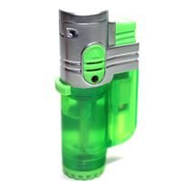 T19 Green Color Triple Flames Refillable Butane Torch Lighter - Flame Lock - 3 Inch - Unboxed