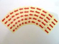 Minilabel 100 Labels , 20X10mm Arrow Shape , Red , Removable / Low Tack Colour Code Stickers