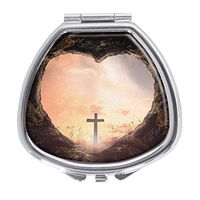Entrance to God Concept Heart Shape of Cave with The Cross Design Pill Case Box Western Medicine Tablet Holder Decorative Pill Box for Pocket or Purse