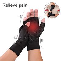 DNNAL Copper Compression Arthritis Gloves, Rehabilitation Half-Finger Gloves Compression Arthritis Pain Relief Rheumatoid Osteoarthritis and Carpal Tunnel,l