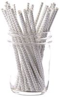 Simply Baked Paper Cocktail Straw, Silver Chevron, 5.5-Inch, 25-Pack, Colorful, Disposable, and Compostable