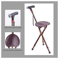 HLDWXN Elderly Walking Stick Chair, Aluminum Alloy Three-Legged Folding Cane, Foldable Dual-Purpose Walker, with Smart Flashlight+Alarm+Radio,for Elderly