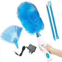 Electric Feather Duster, Rechargeable Spin Dust Collector, Rotary Dust Remover Cleaning Brus Dirt Dust Brush Adjustable 360° Automatic Microfiber,Blue (Color : Charging)
