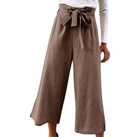 CCatyam Plus Size Pants for Women, Yoga Trousers Wide Leg Bandage Loose Leisure Fashion Khaki