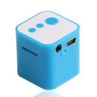 Feamos Mini Cube USB MP3 Player Support 32GB Micro SD TF Card Music Media +Earphone[Blue]