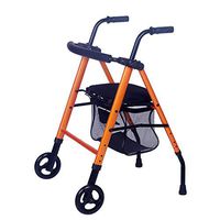 Standard Walkers Walker Elderly Can Sit Folding Walker Two-Wheel Shopping Cart Adjustable Height Wheelchair Safe and Stable (Color : Black, Size : 7858cm)