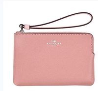 Coach Crossgrain Leather Corner Zip Wristlet (Petal)