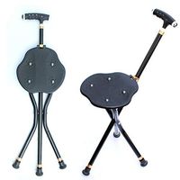 WLDOCA 3 Legged Walking Seat Stick - Height Adjustable Aluminum Alloy 5 Gear - Folding Seat Cane (Walking Stick & Chair Seat)