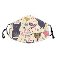 Fashion Mouth Masks Adjustable Elastic Band Dustproof Respirator For Pollen Smog Surgical Camping, Women Men Kids - Anti Pet Hair Allergy (Cute Cat And Flower)