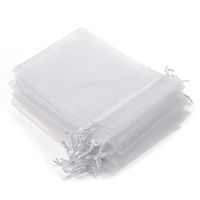KUPOO Lot of 50 7" x 9"Drawstring Organza Pouch Strong Wedding Favor Gift Candy Bag (White)