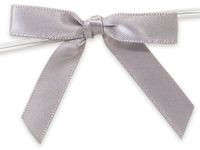 6ct. Pre-Tied Silver 2" Satin Gift Bows Wire Ties Ready-to-Use 3/8" Ribbon