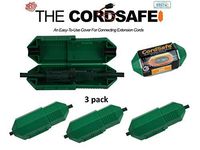 3pk Green Extension Cord Safety Cover with Water-Resistant Seal for Cord Fastening, Cord Retention and Management