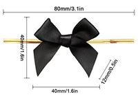 16 Color Gift Bows,Black Twist Tie Bows for Bakery Candy Lollipop Cello Bag(100 Pack)