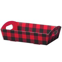 NW Buffalo Plaid Shallow Folding Market Trays - Large - 12 Pack